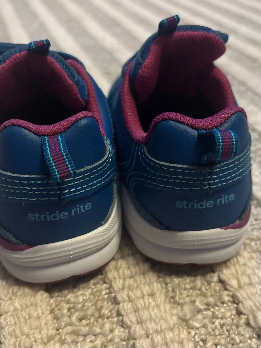 Stride Rite Navy and Burgundy Kids Athletic Sneakers